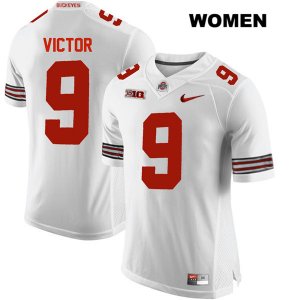 Women's NCAA Ohio State Buckeyes Binjimen Victor #9 College Stitched Authentic Nike White Football Jersey FD20O85GI